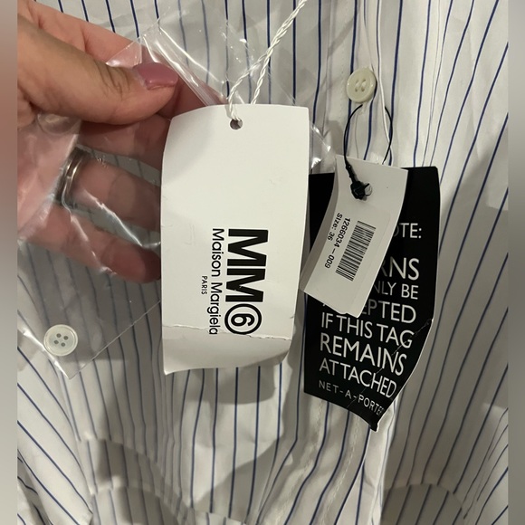 BNWT MM6 Maison Margiela CROPPED PINSTRIPE poplin SHIRT size 36 Net-a-porter - Picture 11 of 11